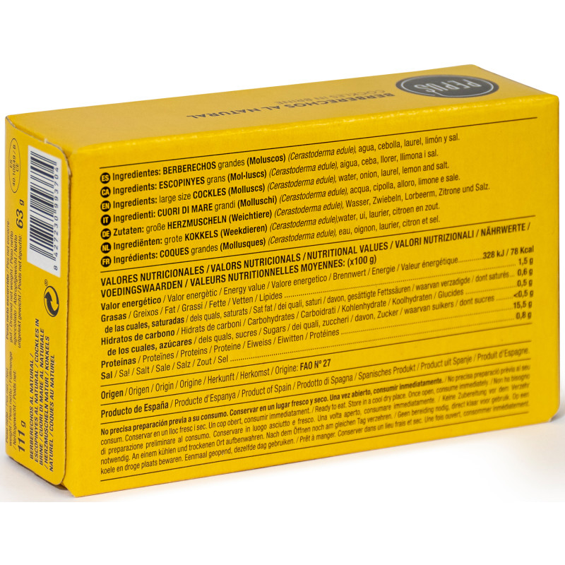 BERBERECHOS AL NATURAL GRANDES (20/30) OL-120